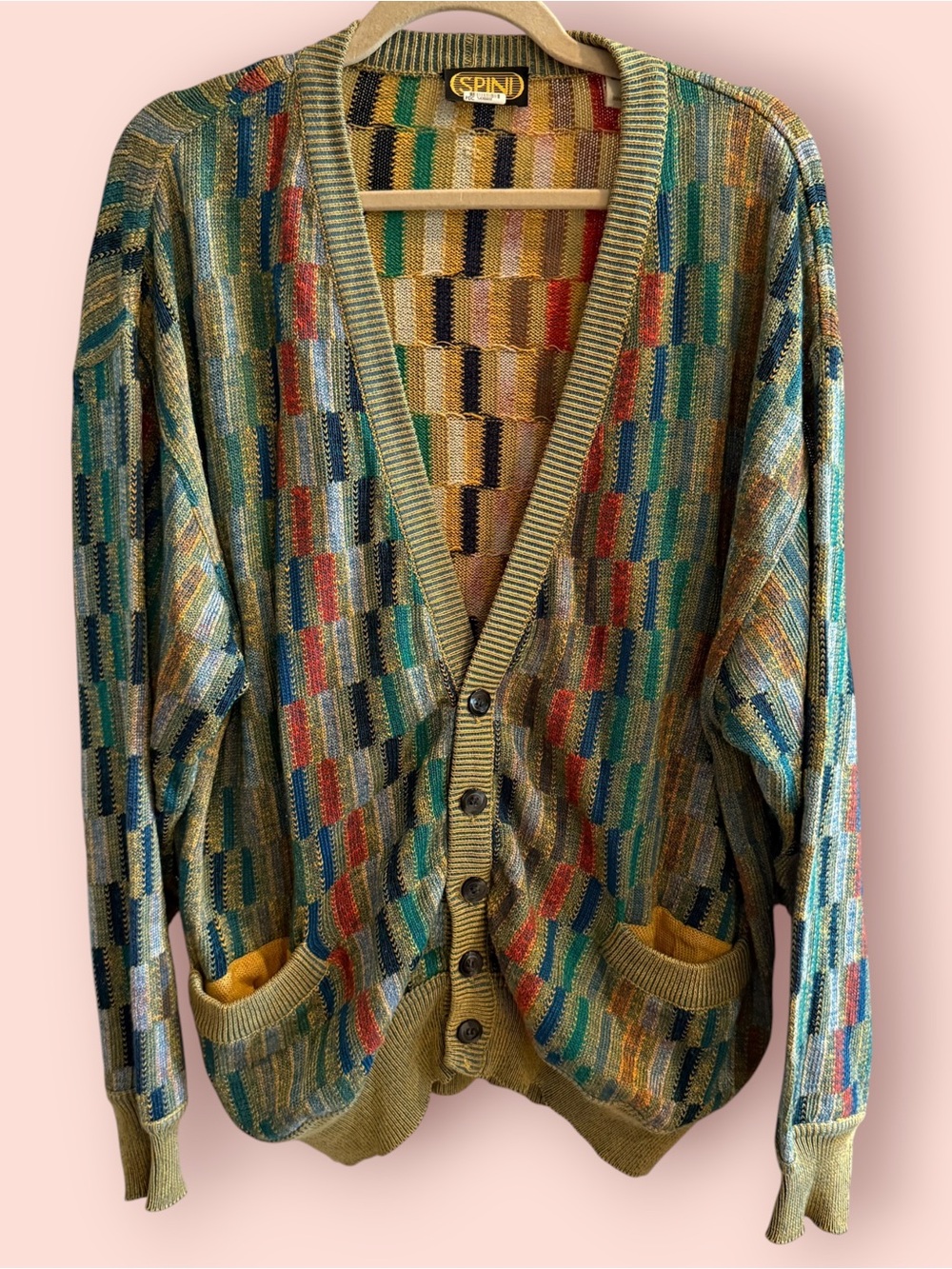 Vintage SPIN Italian Cotton Silk Abstract Cardigan